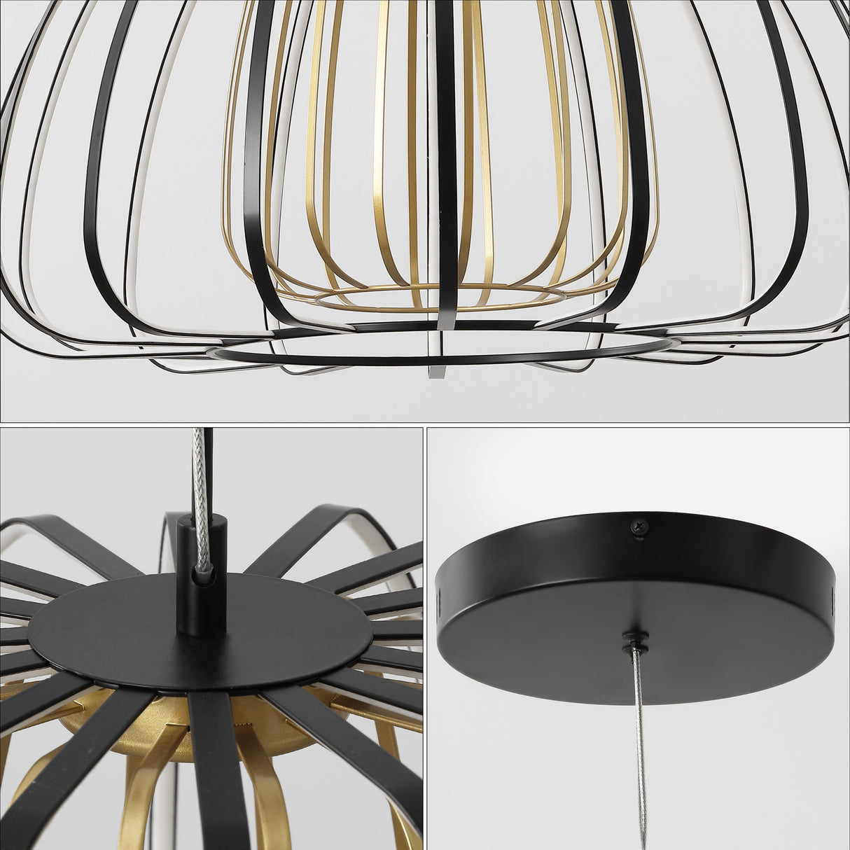 Gigi Modern Glam Metal Adjustable Dimmable Stripe Cage LED Pendant