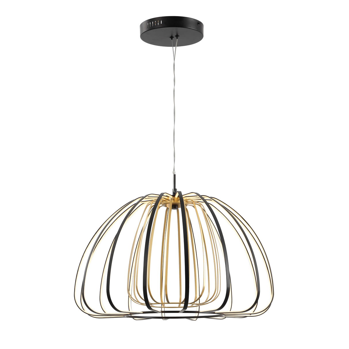 Gigi Modern Glam Metal Adjustable Dimmable Stripe Cage LED Pendant