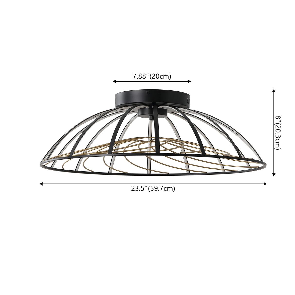 Ambros Industrial Metal Dimmable Stripe Half-Cage LED Flush Mount