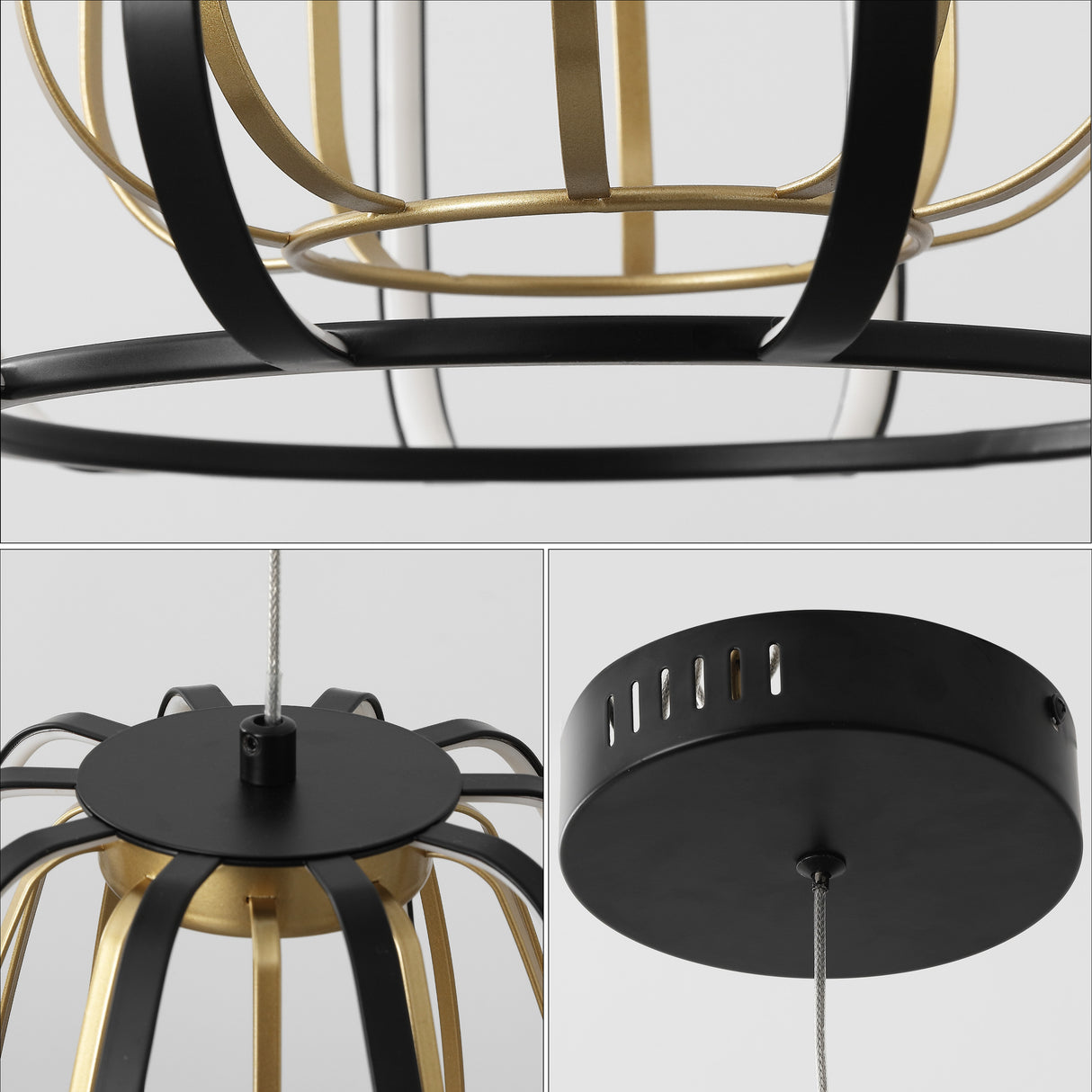 Gigi Modern Glam Metal Adjustable Dimmable Stripe Cage LED Pendant