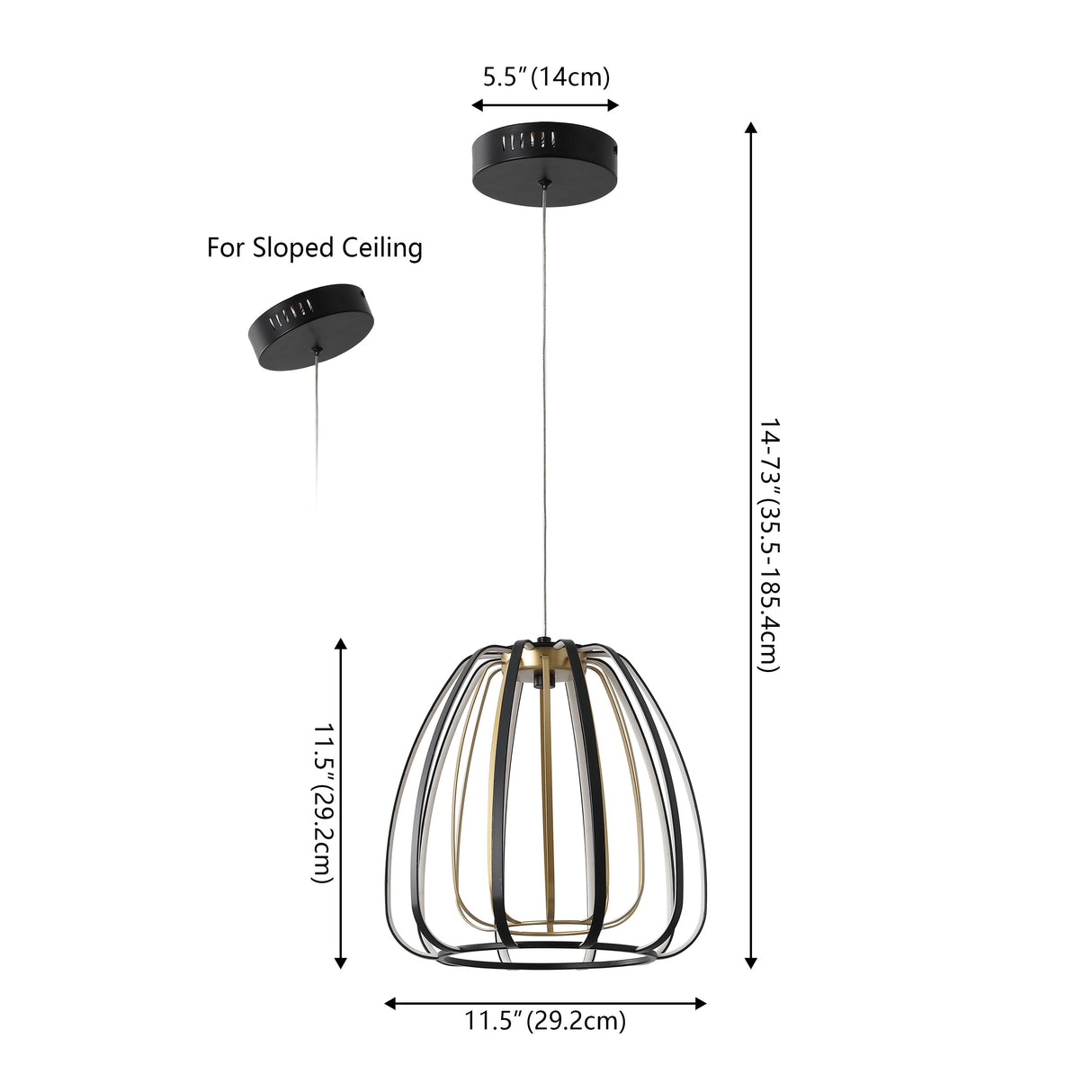 Gigi Modern Glam Metal Adjustable Dimmable Stripe Cage LED Pendant