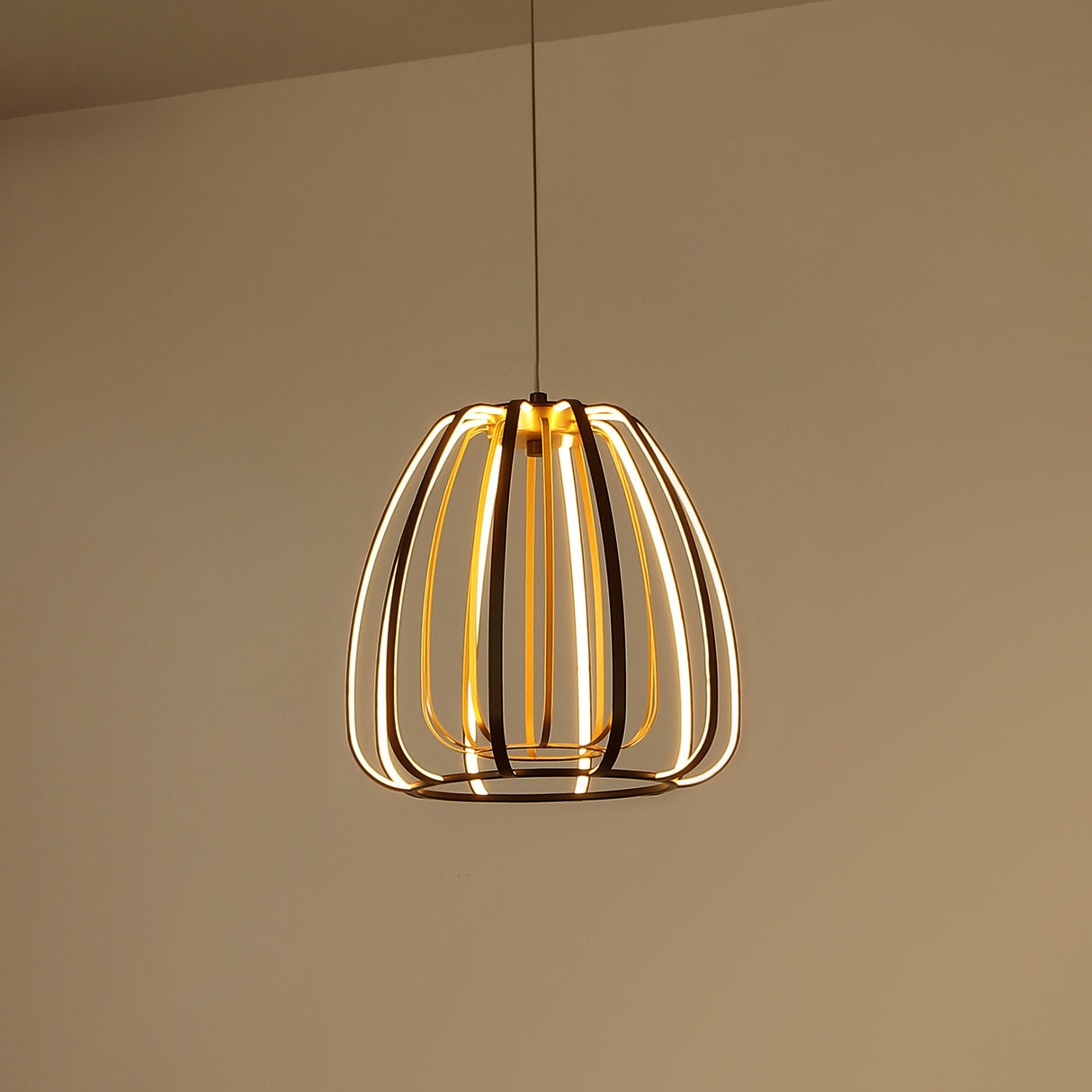 Gigi Modern Glam Metal Adjustable Dimmable Stripe Cage LED Pendant