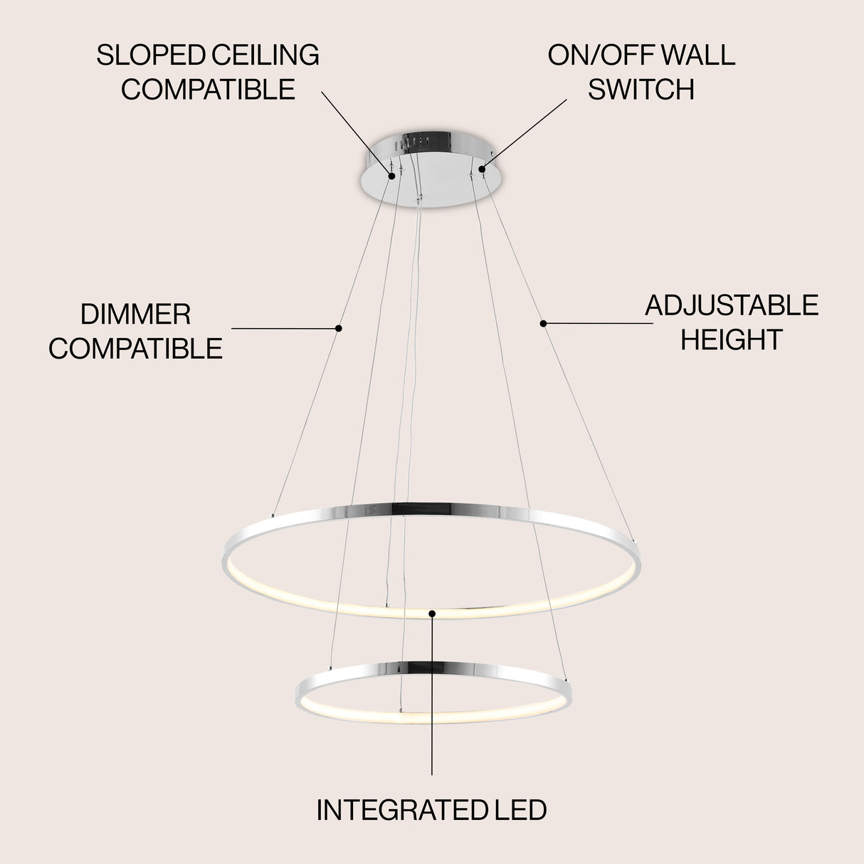 Brice 2-Light Modern Bohemian Iron Integrated LED Pendant