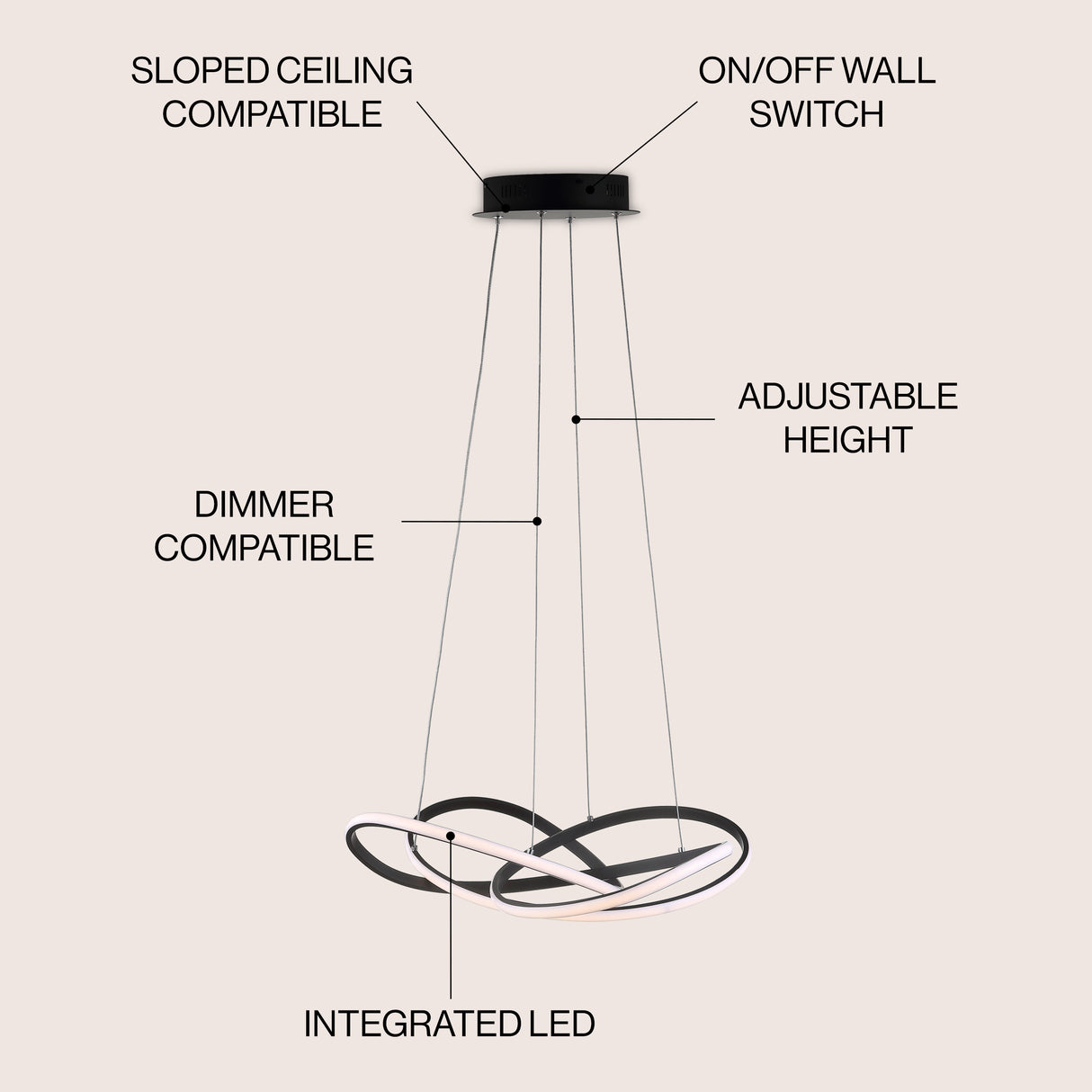 Alexia Abstract Integrated LED Metal Adjustable Pendant