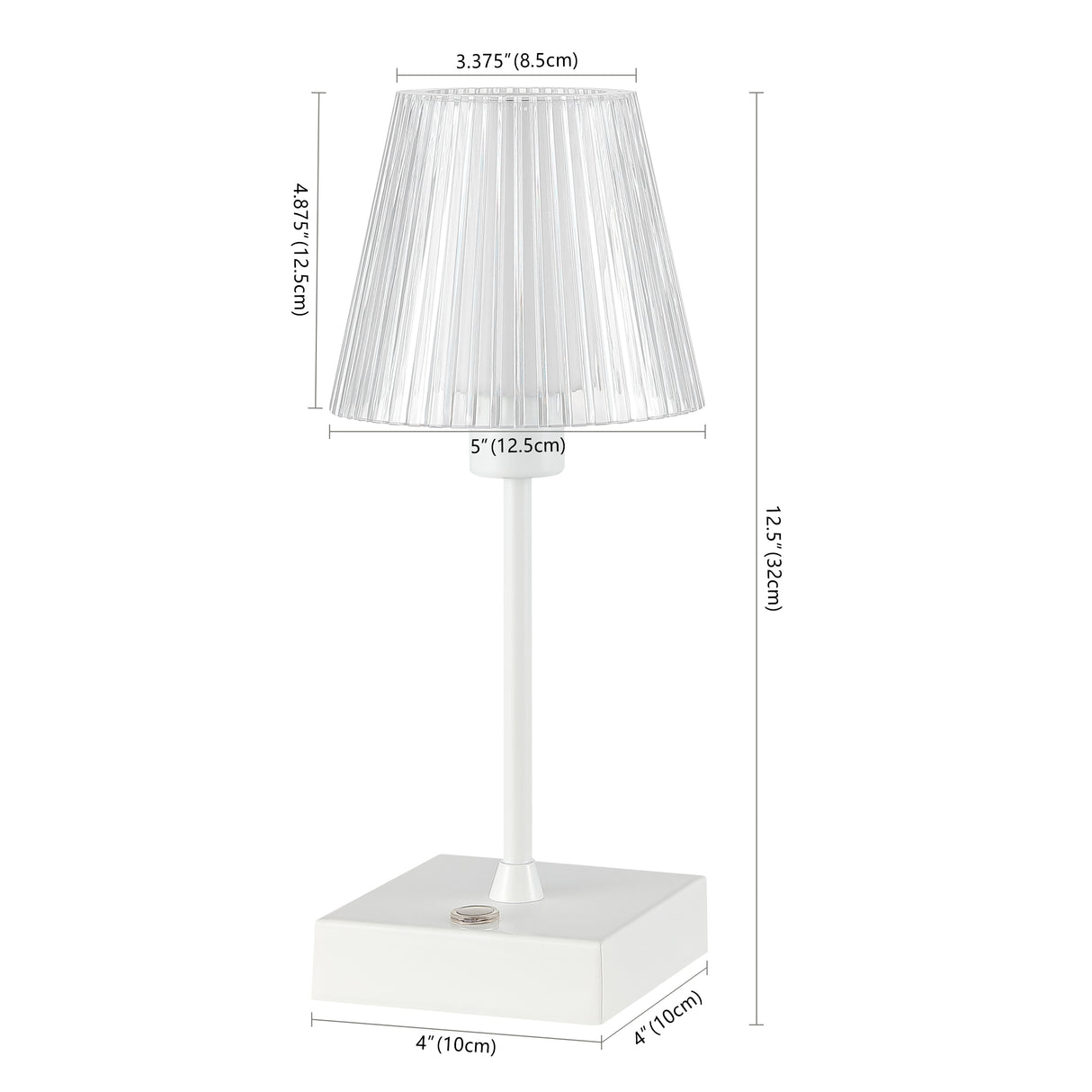 Oscar Modern Industrial Rechargeable/Cordless Iron/Acrylic Integrated Portable LED Table Lamp with Ribbed Shade