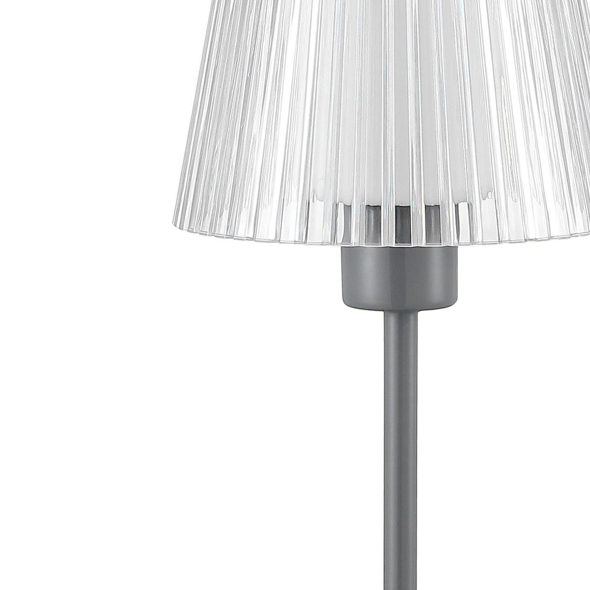Oscar Modern Industrial Rechargeable/Cordless Iron/Acrylic Integrated Portable LED Table Lamp with Ribbed Shade