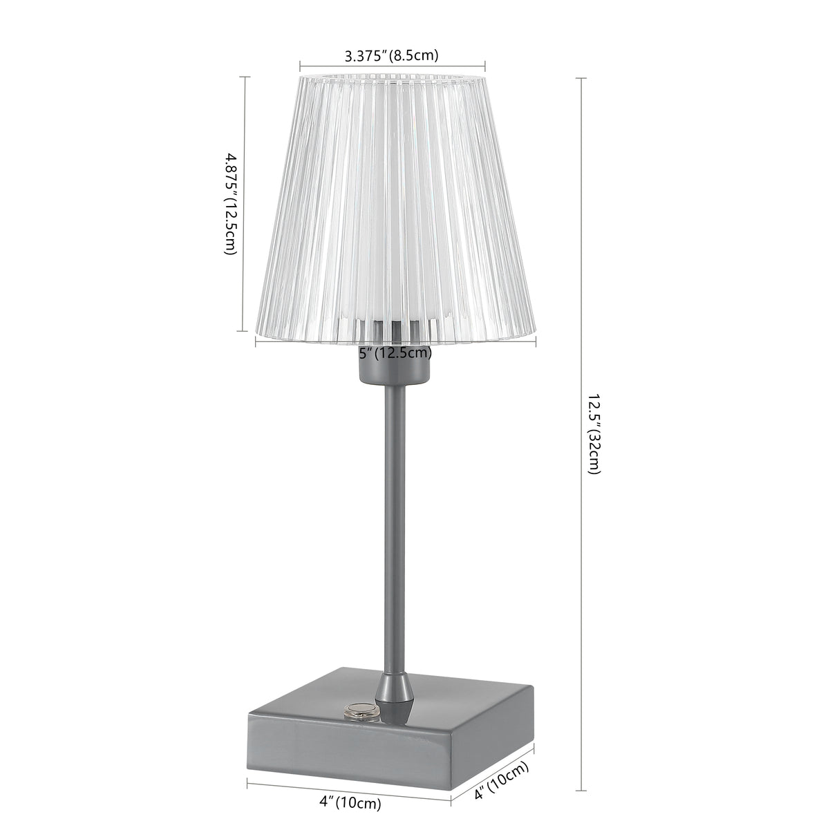 Oscar Modern Industrial Rechargeable/Cordless Iron/Acrylic Integrated Portable LED Table Lamp with Ribbed Shade