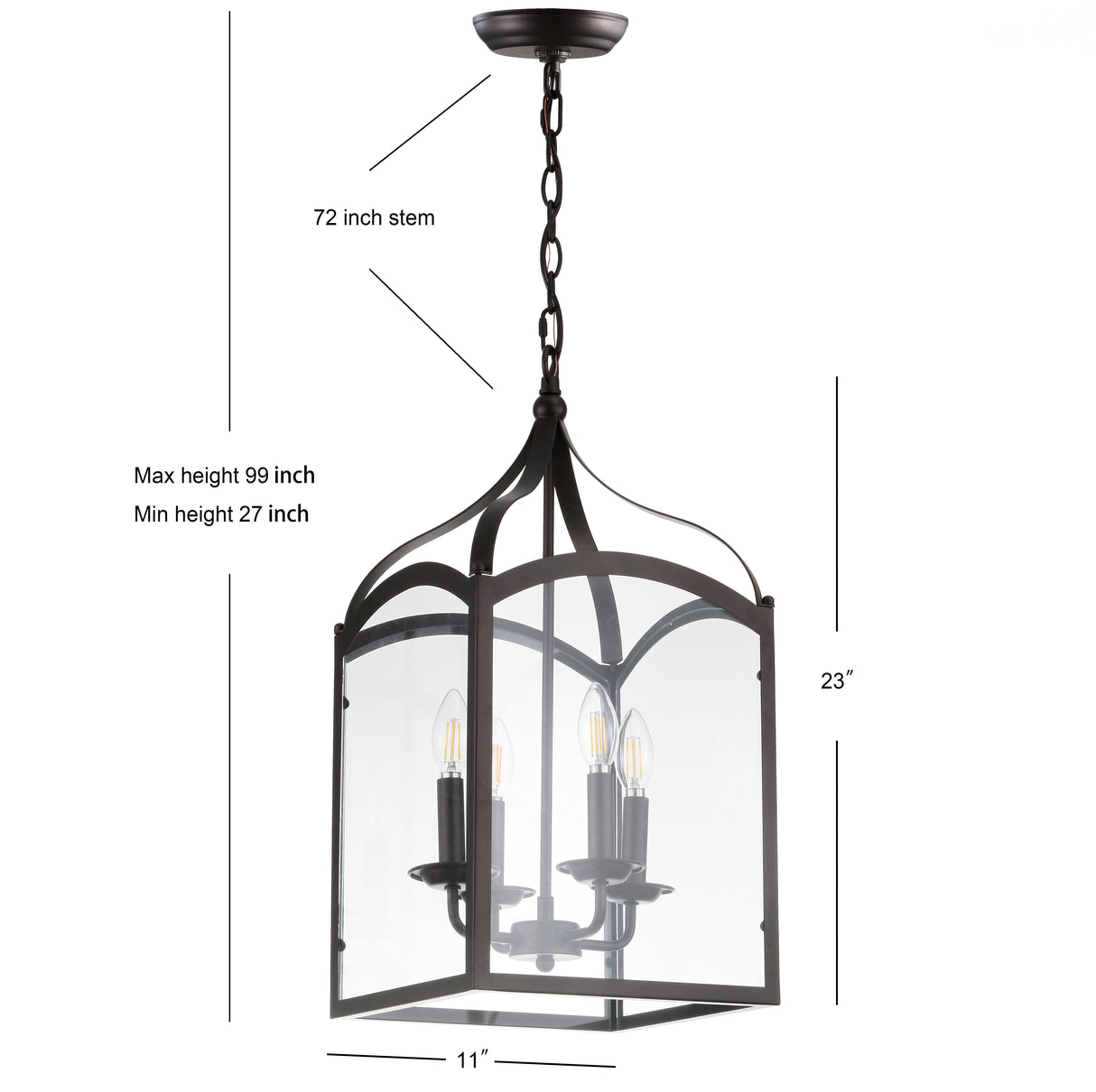 Ruth 4-light Traditional Classic Lantern Metal/Glass LED Pendant