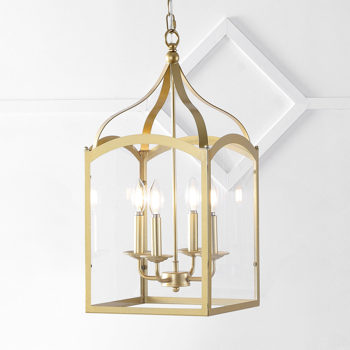 Ruth 4-light Traditional Classic Lantern Metal/Glass LED Pendant