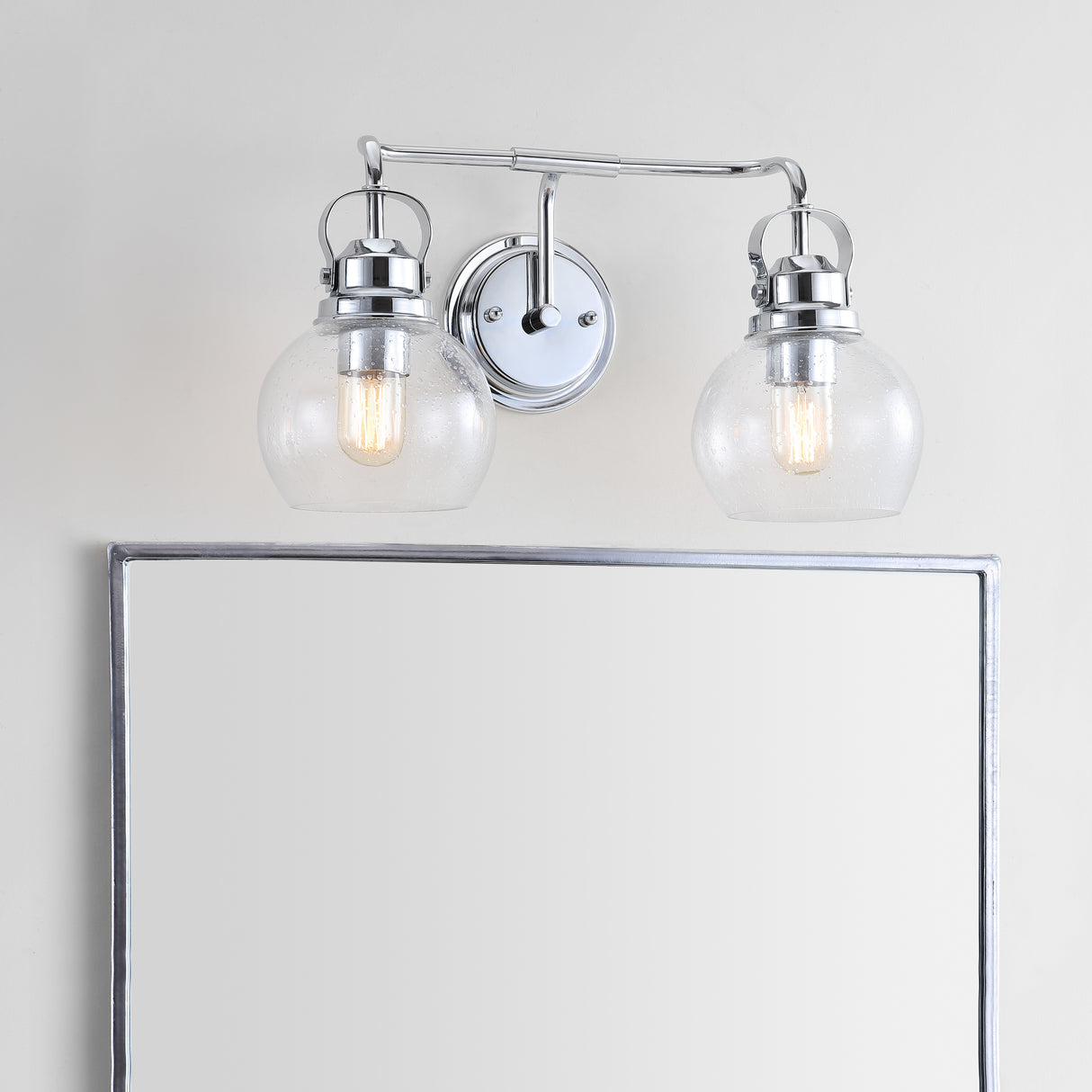 Shirley 2-Light Metal/Seeded Glass Vanity Light