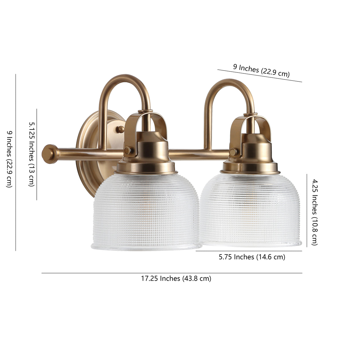 Virginia 2-Light Metal/Glass LED Vanity Light