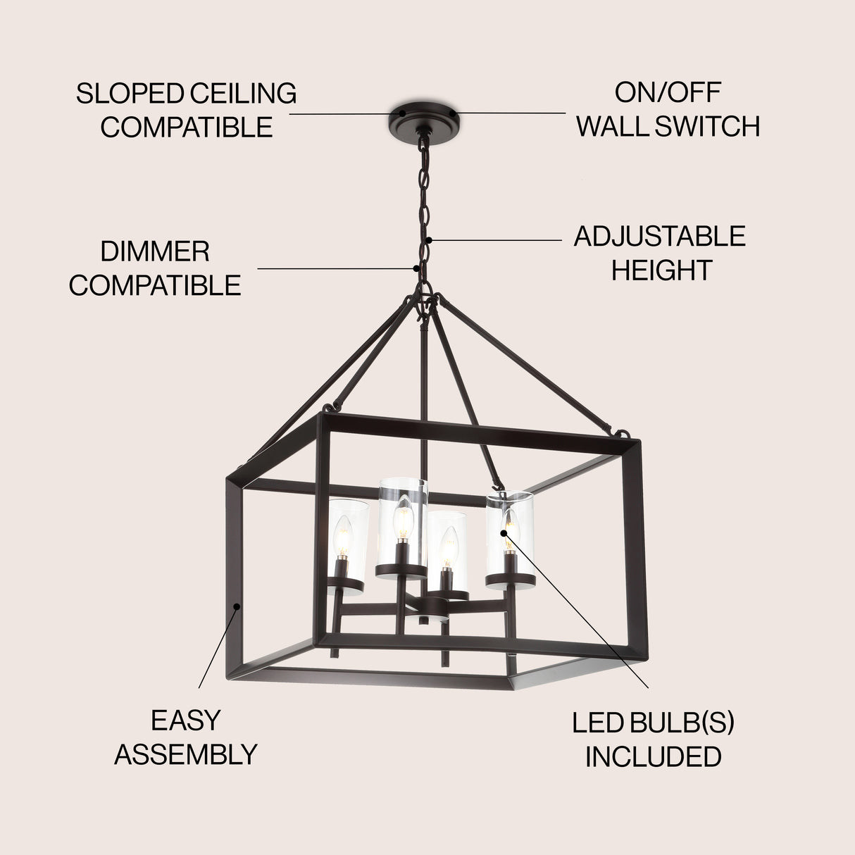 Anna 4-light Metal/Glass LED Pendant