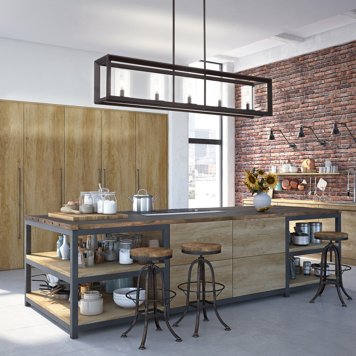 Anna Linear 5-light Metal/Glass LED Pendant