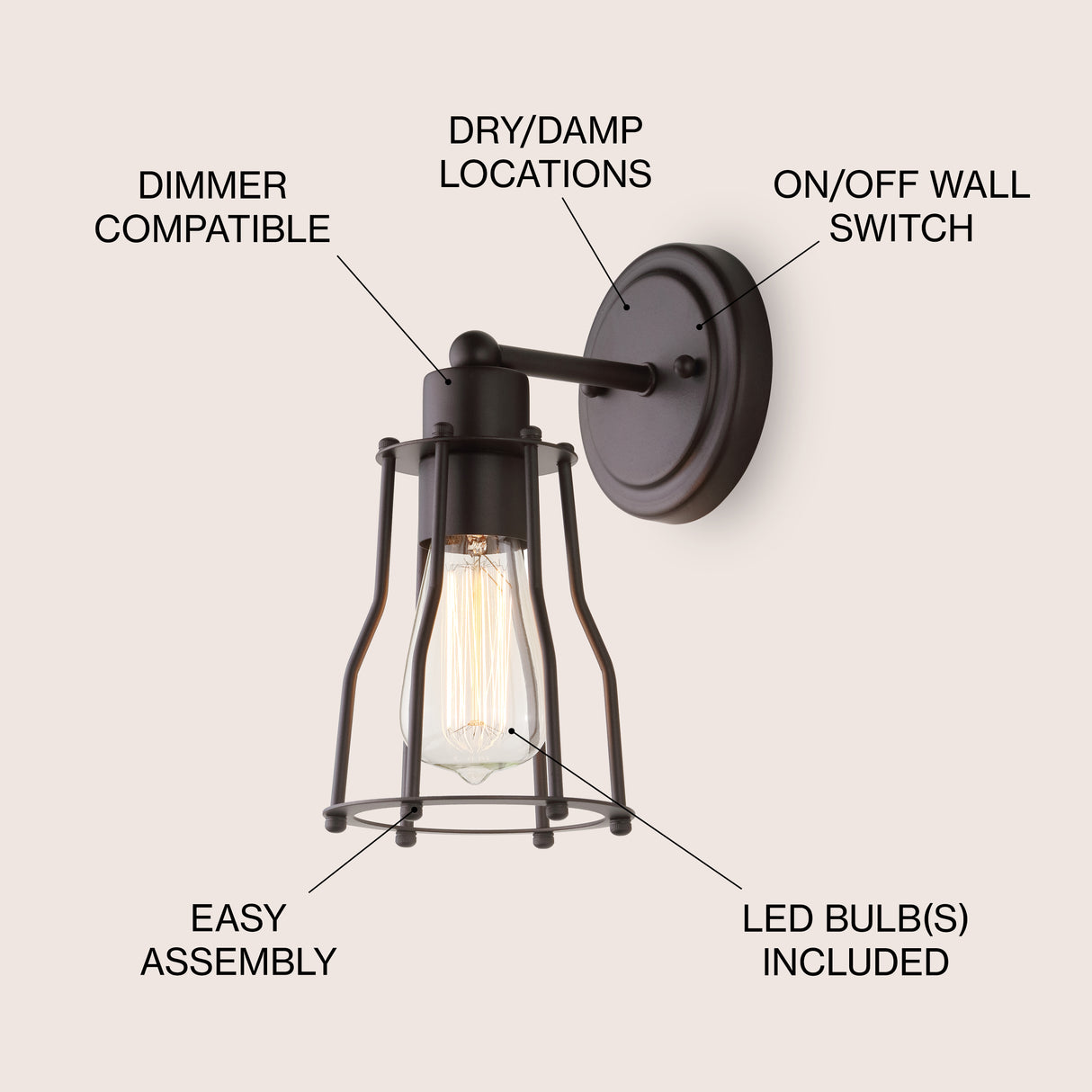 Florence 1-light Metal Vanity Light
