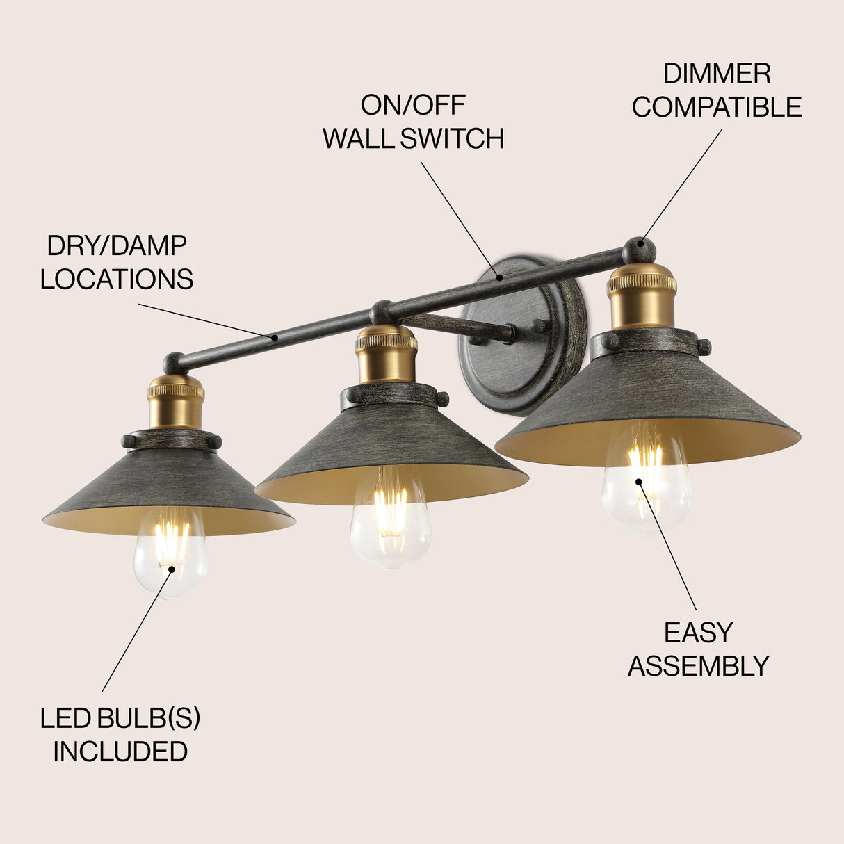 July 3-Light Industrial Farmhouse Metal Vanity Light