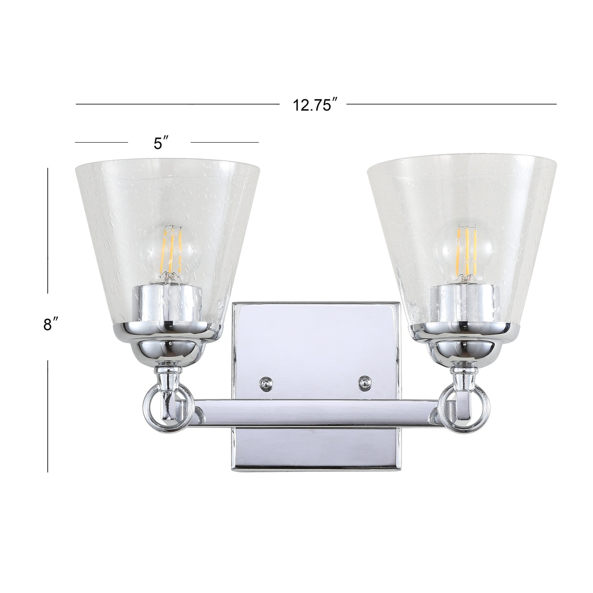 Marion 2-Light Hurricane Metal/Seeded Glass LED Vanity Light