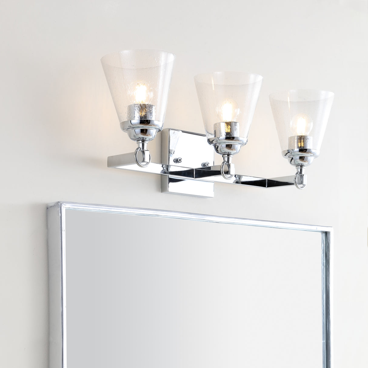 Marion 3-Light Hurricane Metal/Seeded Glass LED Vanity Light