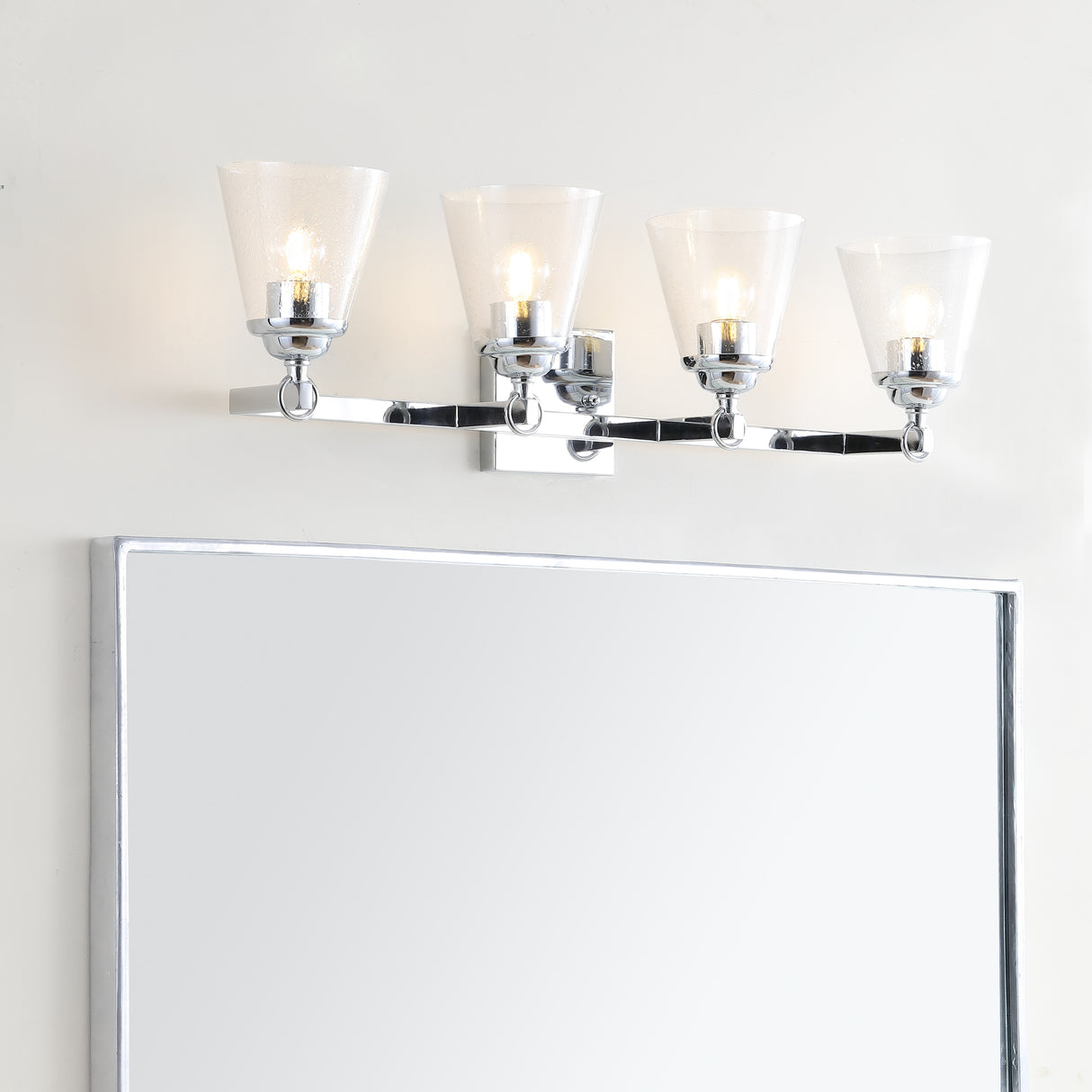 Marion 4-Light Hurricane Metal/Seeded Glass LED Vanity Light