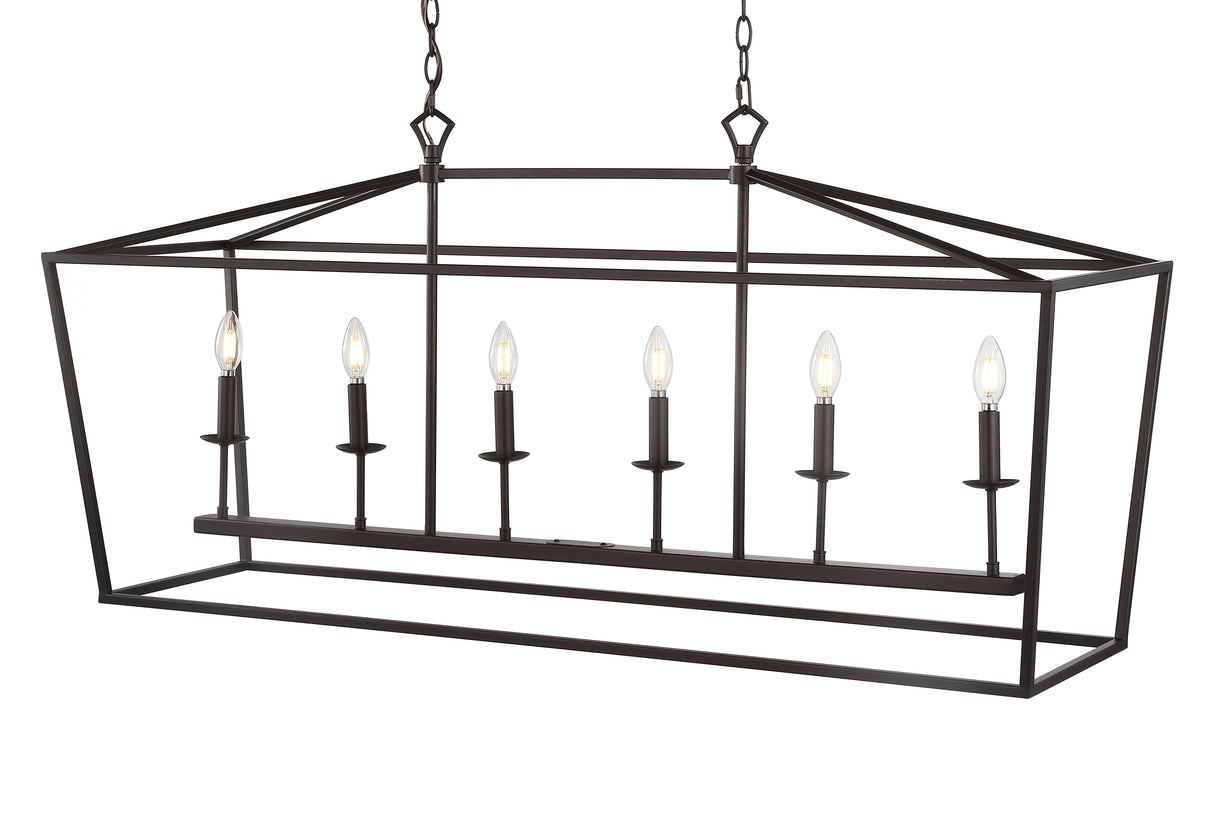 Pagoda-Linear-6-Bulb-Lantern-Metal-LED-Pendant-Pendants