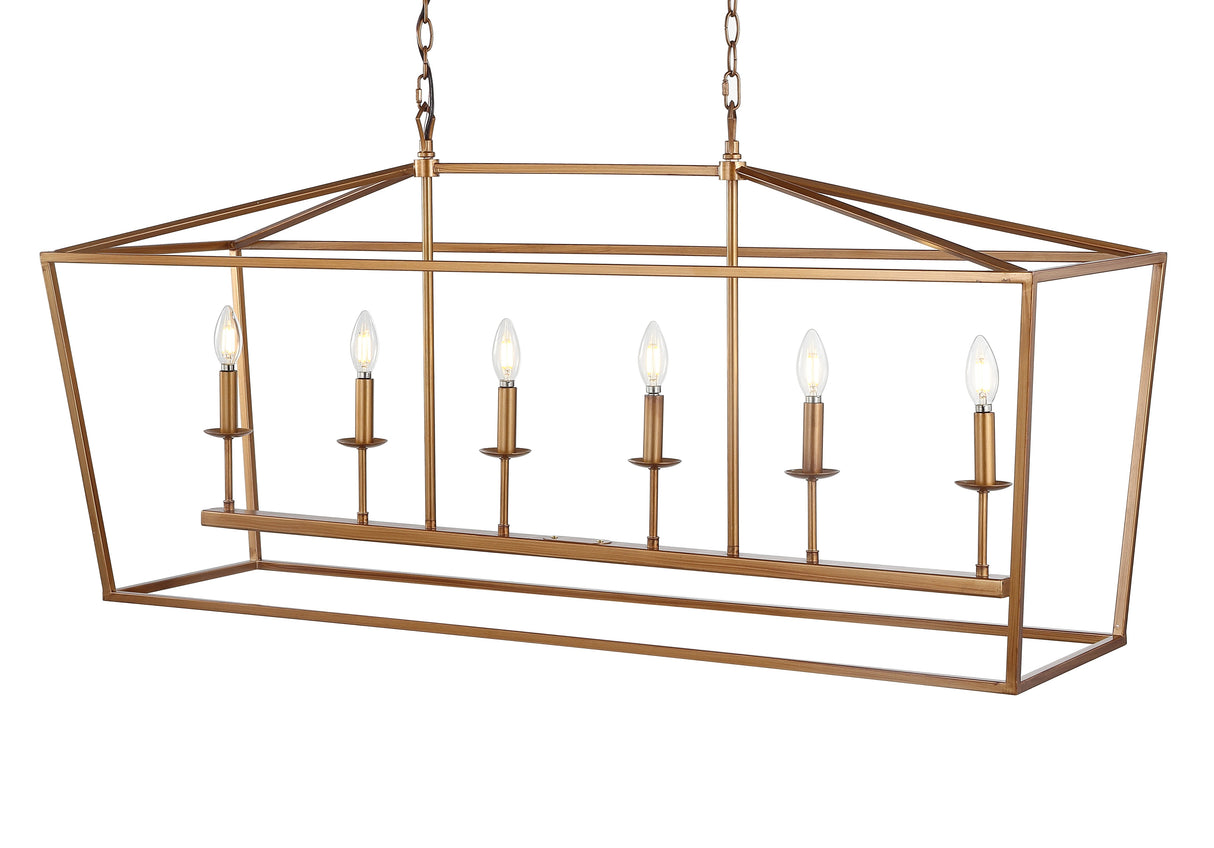 Pagoda Linear 6-Bulb Lantern Metal LED Pendant