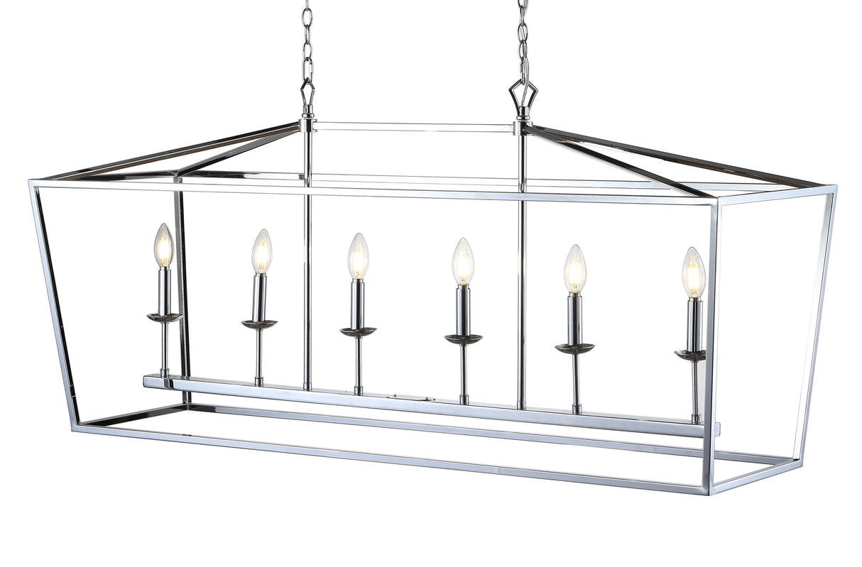 Pagoda Linear 6-Bulb Lantern Metal LED Pendant