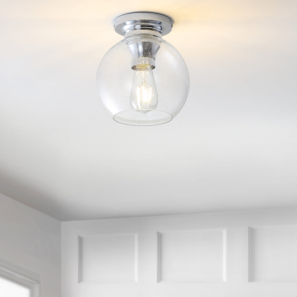 Atlas Metal/Seeded Glass LED Flush Mount
