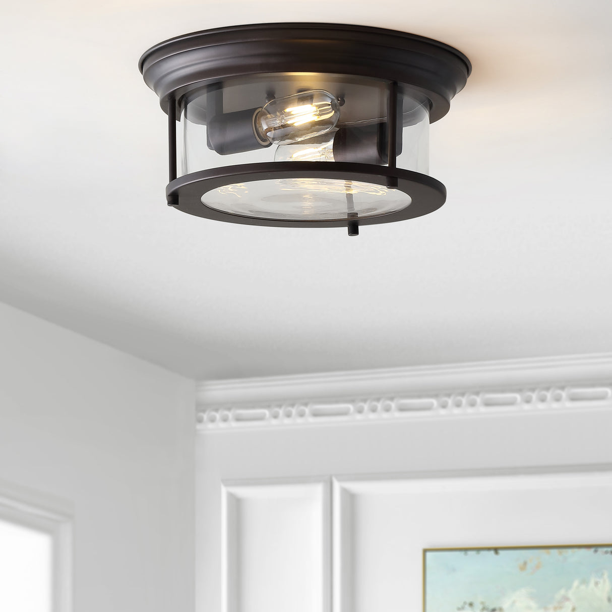 Lauren 2-Light Metal/Glass LED Flush Mount
