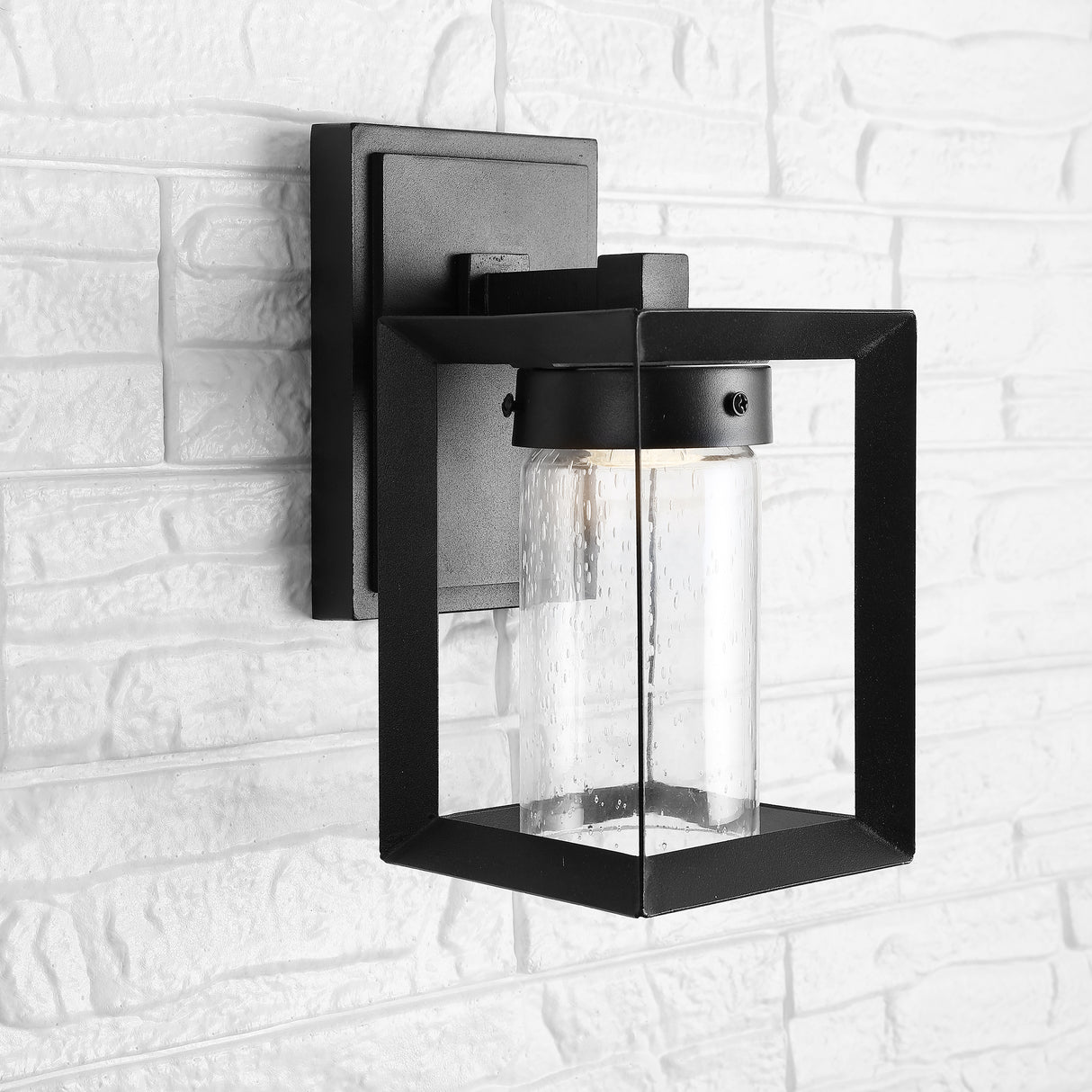 Nate-Outdoor-Modern-Cube-Seeded-Glass/Metal-Integrated-LED-Wall-Sconce-Wall-Sconces