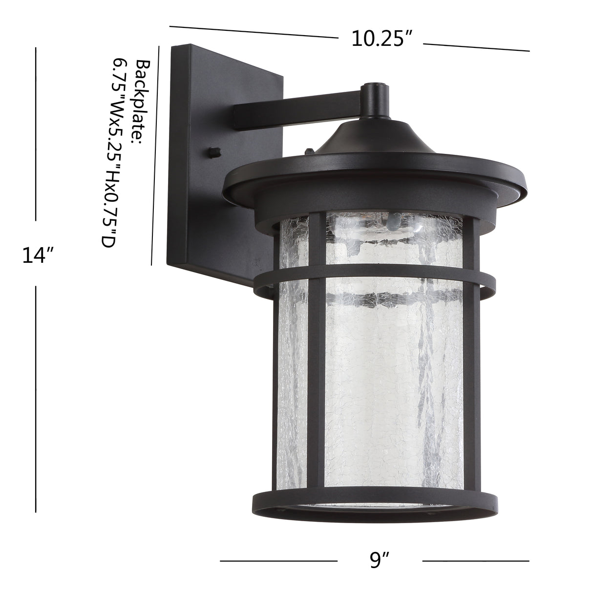 Porto Outdoor Wall Lantern Crackled Glass/Metal Integrated LED Wall Sconce