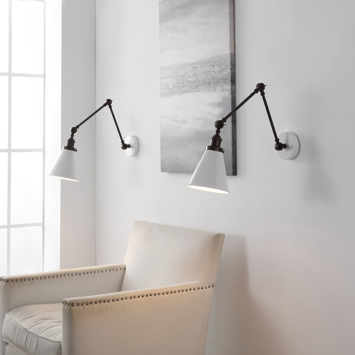 Rover Classic Industrial Metal Adjustable Arm LED Wall Sconce (Set of 2)