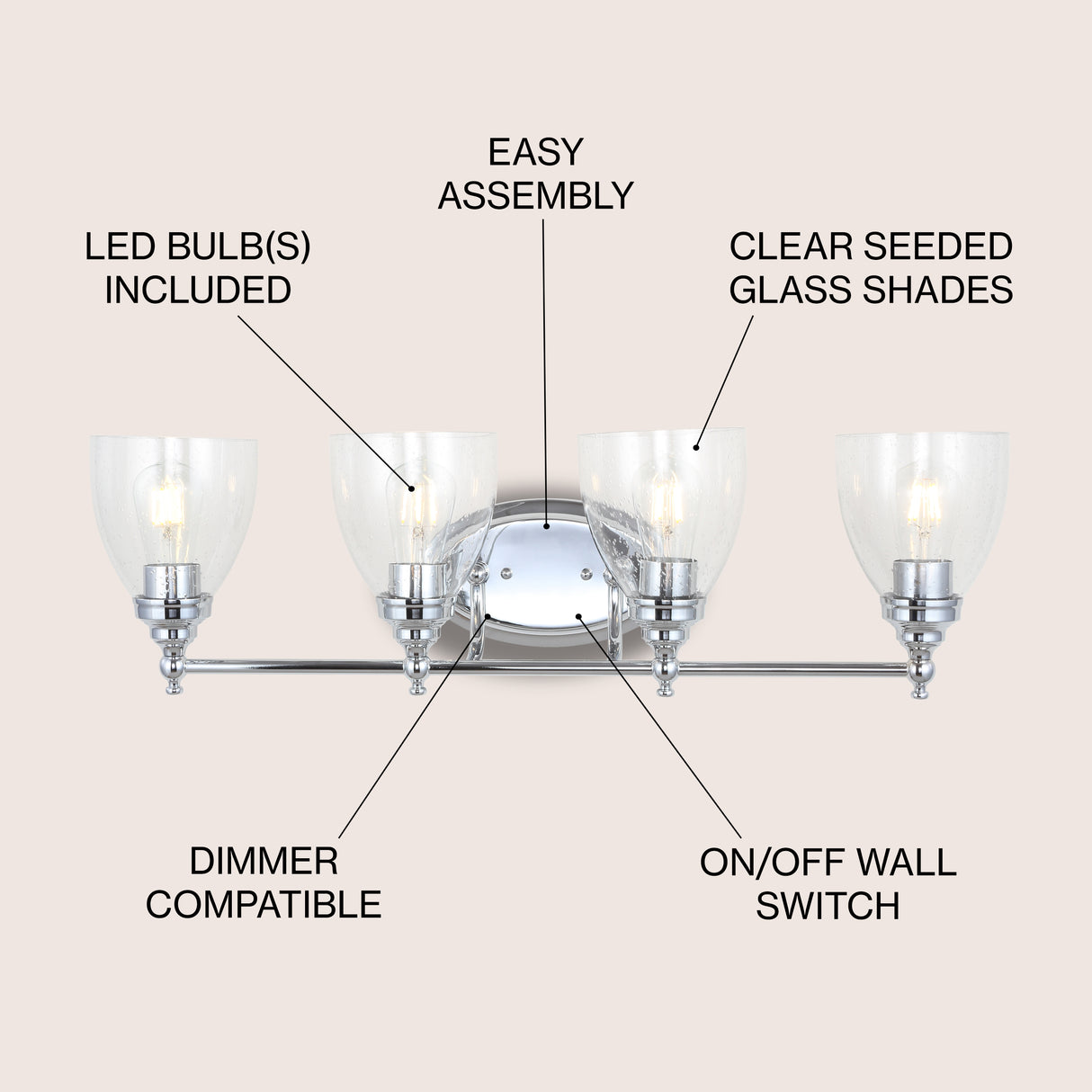 Marais 4-Light Metal/Glass LED Vanity