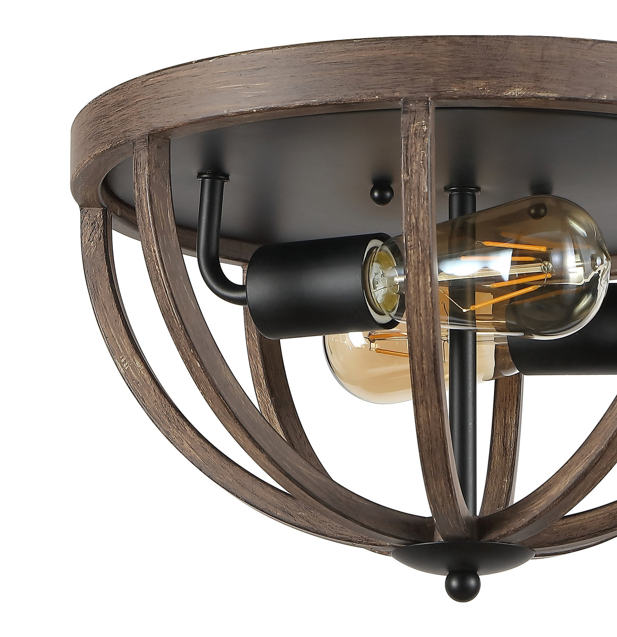 Darlene 2-Light Iron Rustic Farmhouse LED Flush Mount
