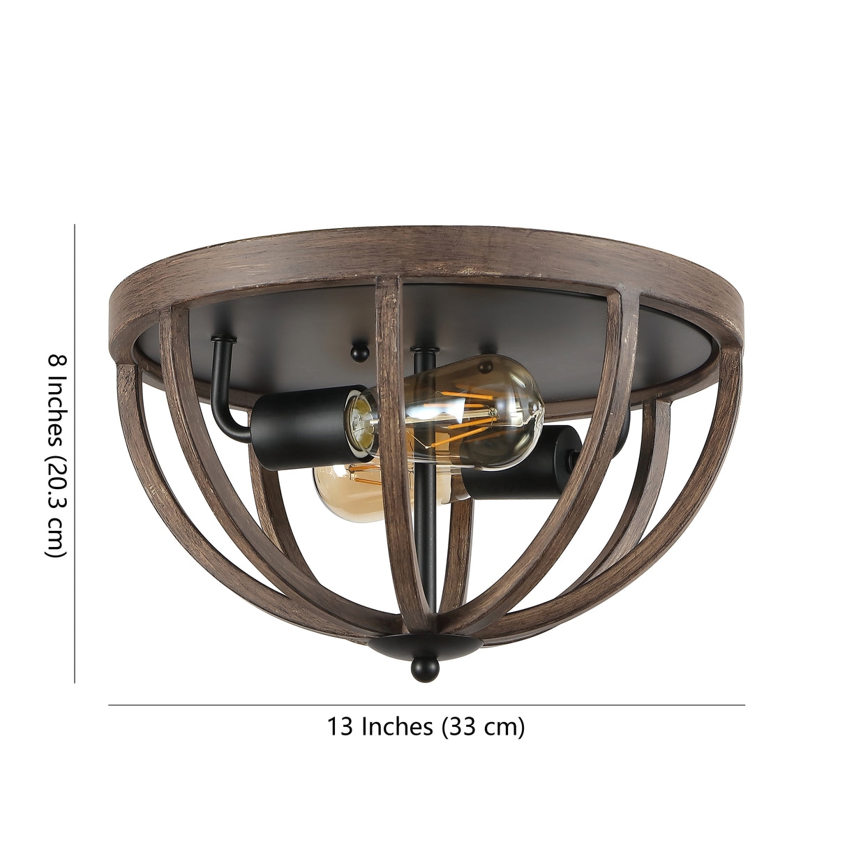Darlene 2-Light Iron Rustic Farmhouse LED Flush Mount
