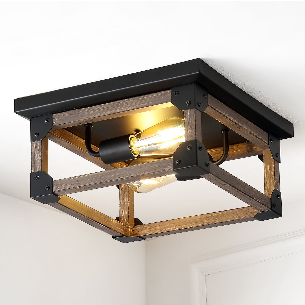 Cheshire 2-Light Iron Rustic Farmhouse LED Flush Mount