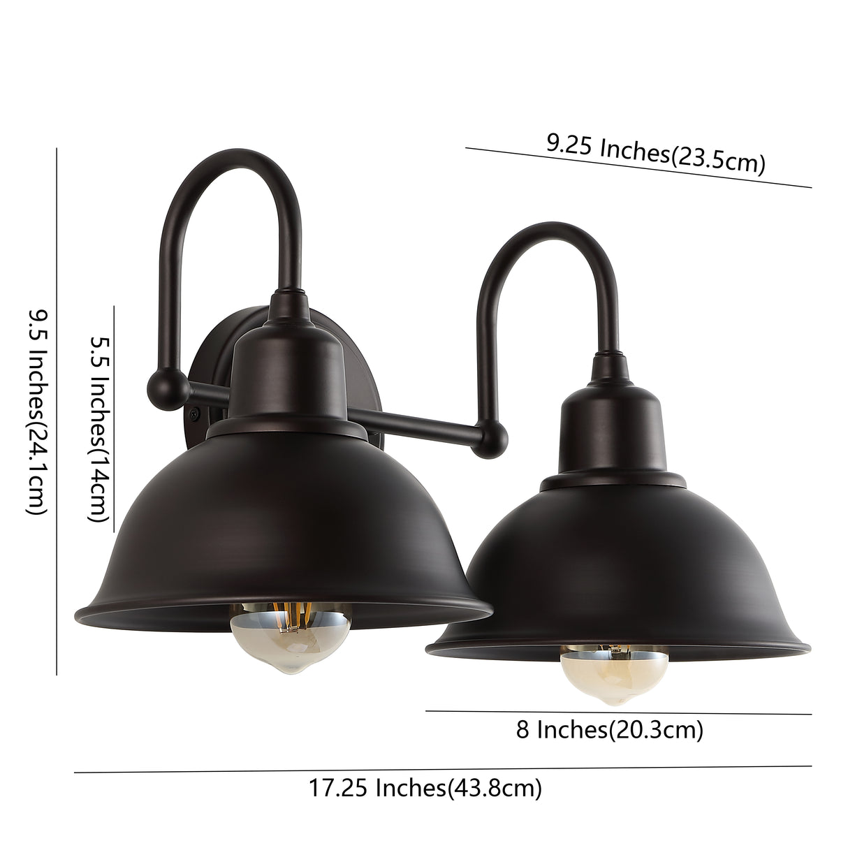 Frisco 2-Light Farmhouse Industrial Iron LED Vanity