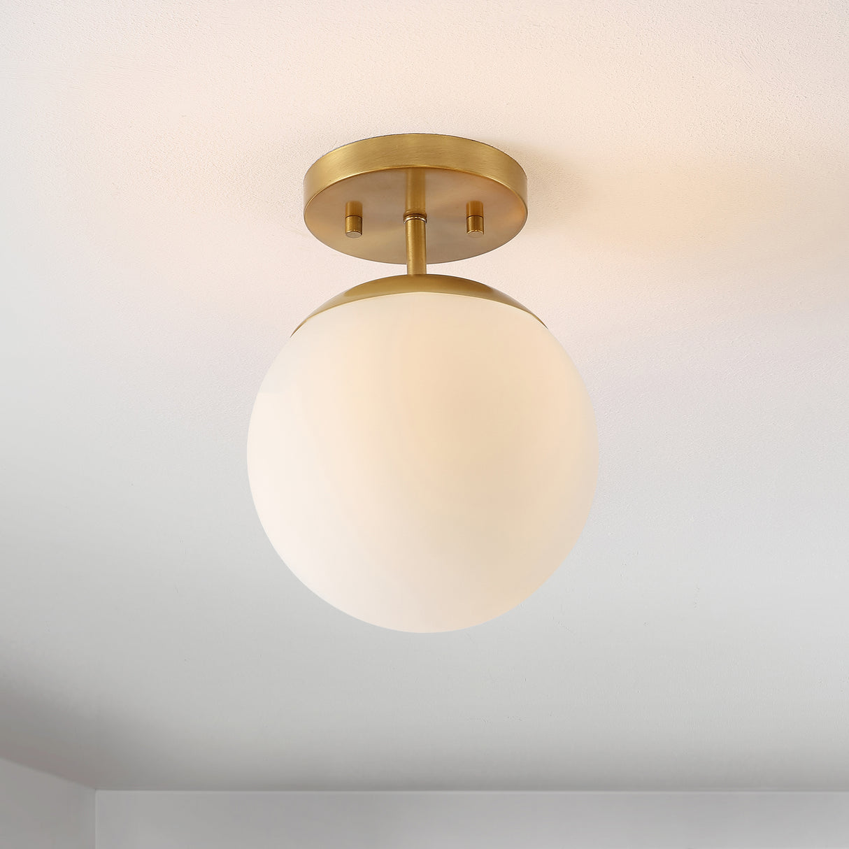 Marcel Mid-Century Bohemian Iron/Frosted Glass LED Semi Flush Mount