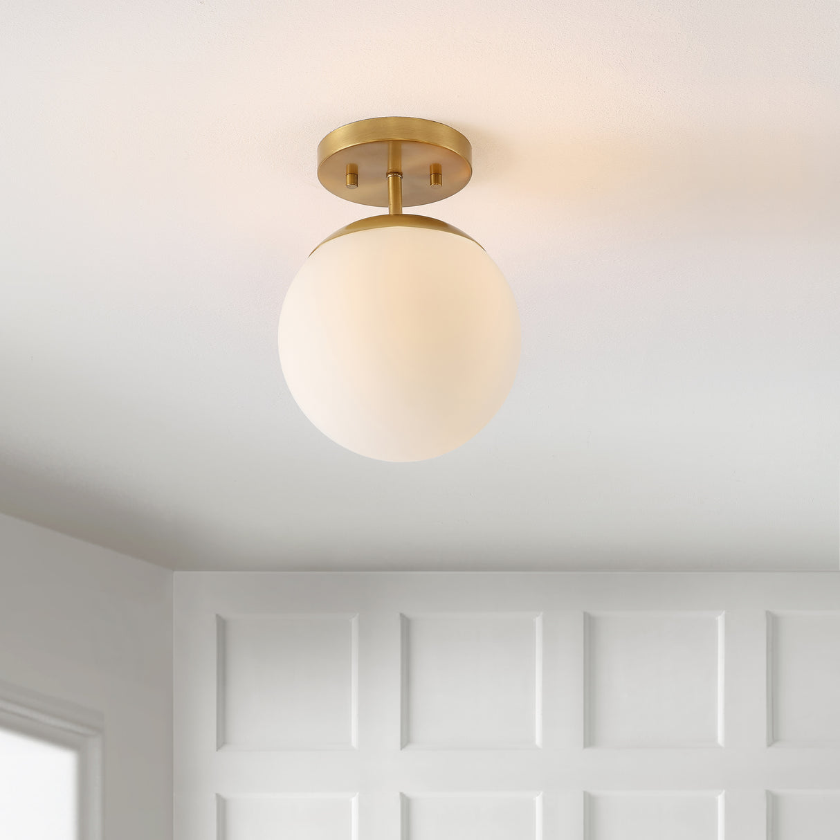 Marcel-Mid-Century-Bohemian-Iron/Frosted-Glass-LED-Semi-Flush-Mount-Flush-Mounts