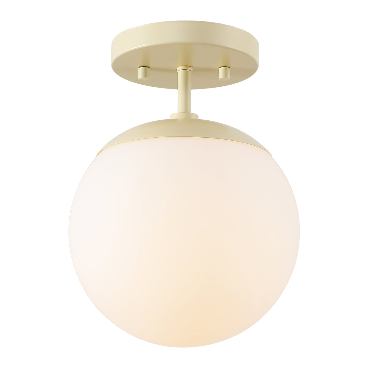 Marcel 1-light bohemian farmhouse iron/frosted glass led semi flush mount