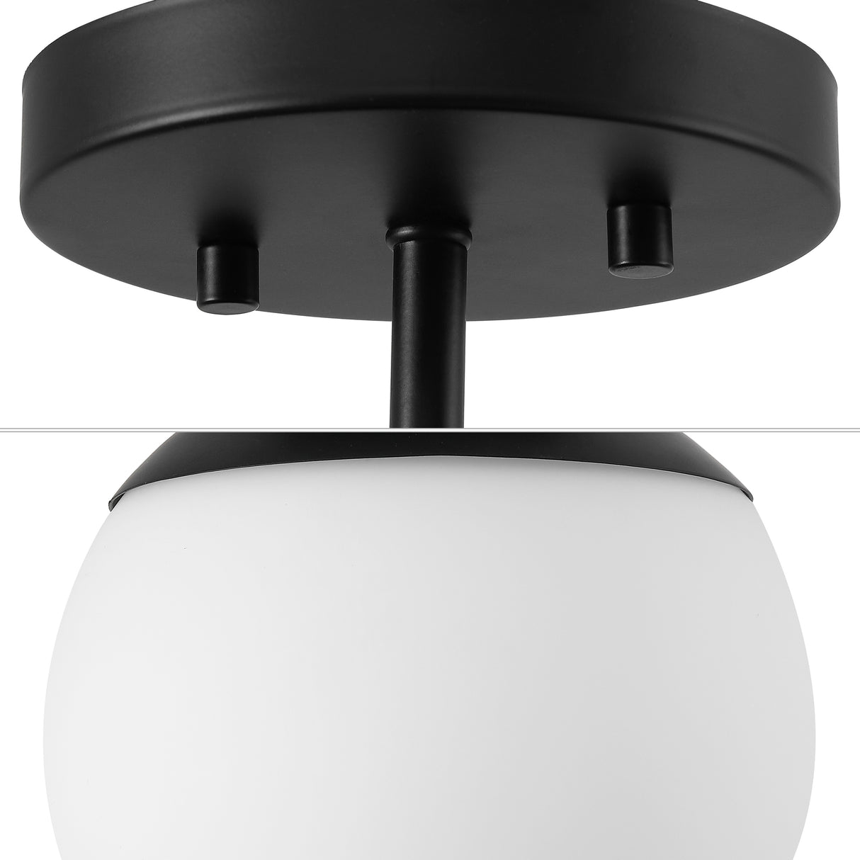 Marcel 1-light bohemian farmhouse iron/frosted glass led semi flush mount
