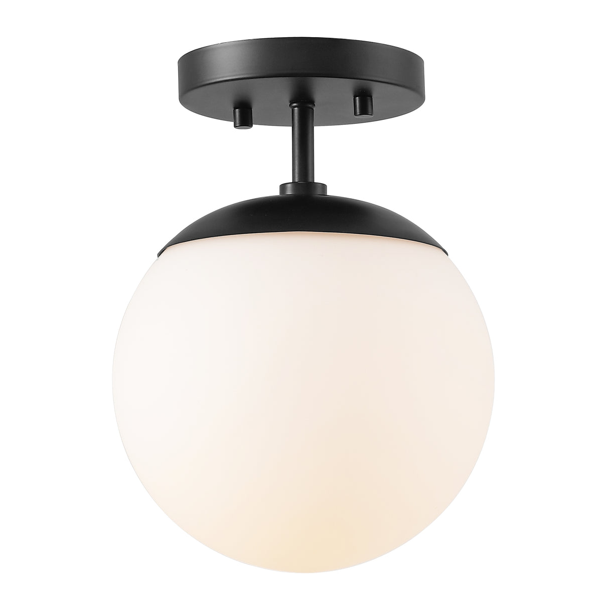 Marcel 1-light bohemian farmhouse iron/frosted glass led semi flush mount