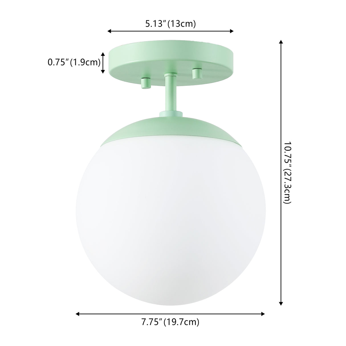 Marcel 1-light bohemian farmhouse iron/frosted glass led semi flush mount