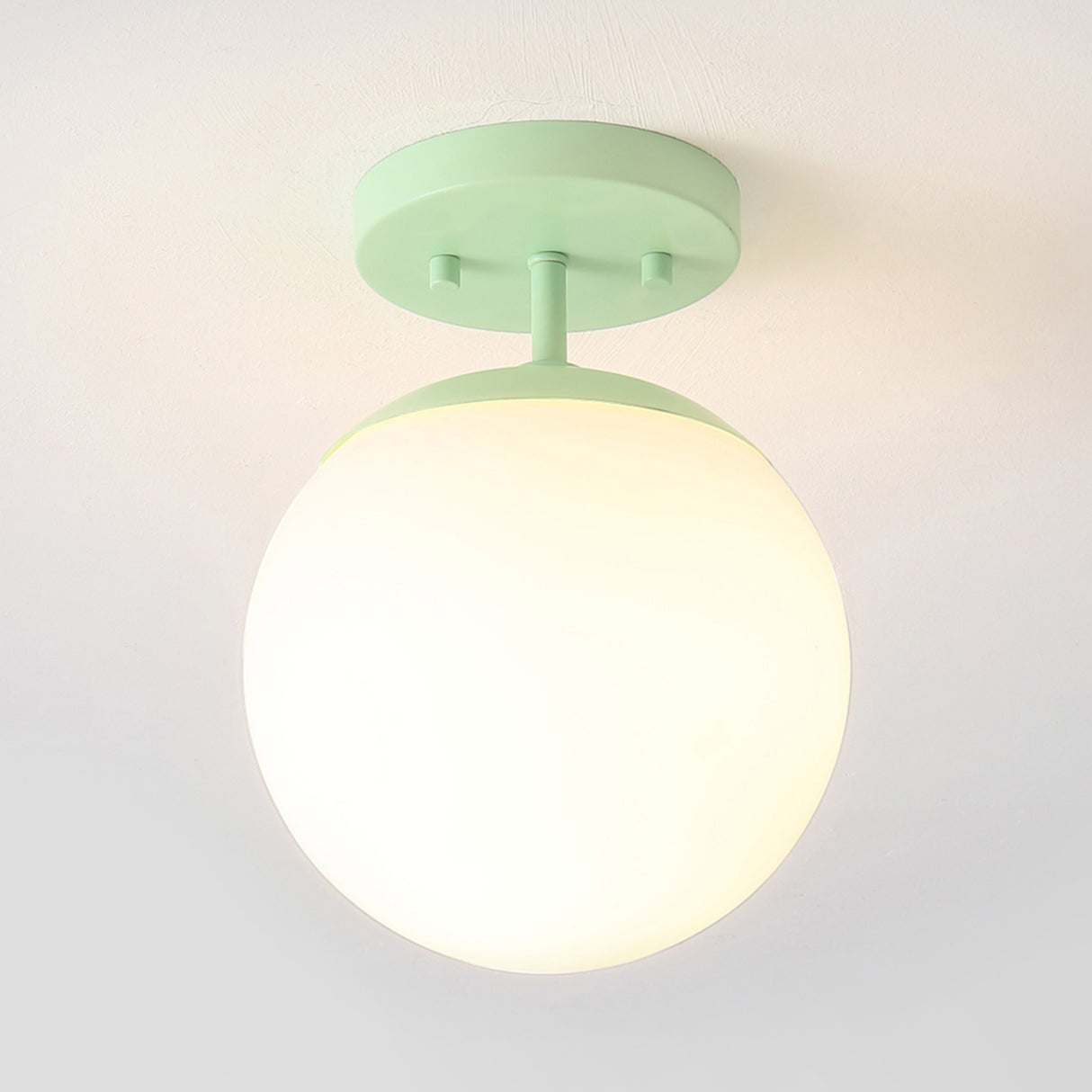 Marcel 1-light bohemian farmhouse iron/frosted glass led semi flush mount