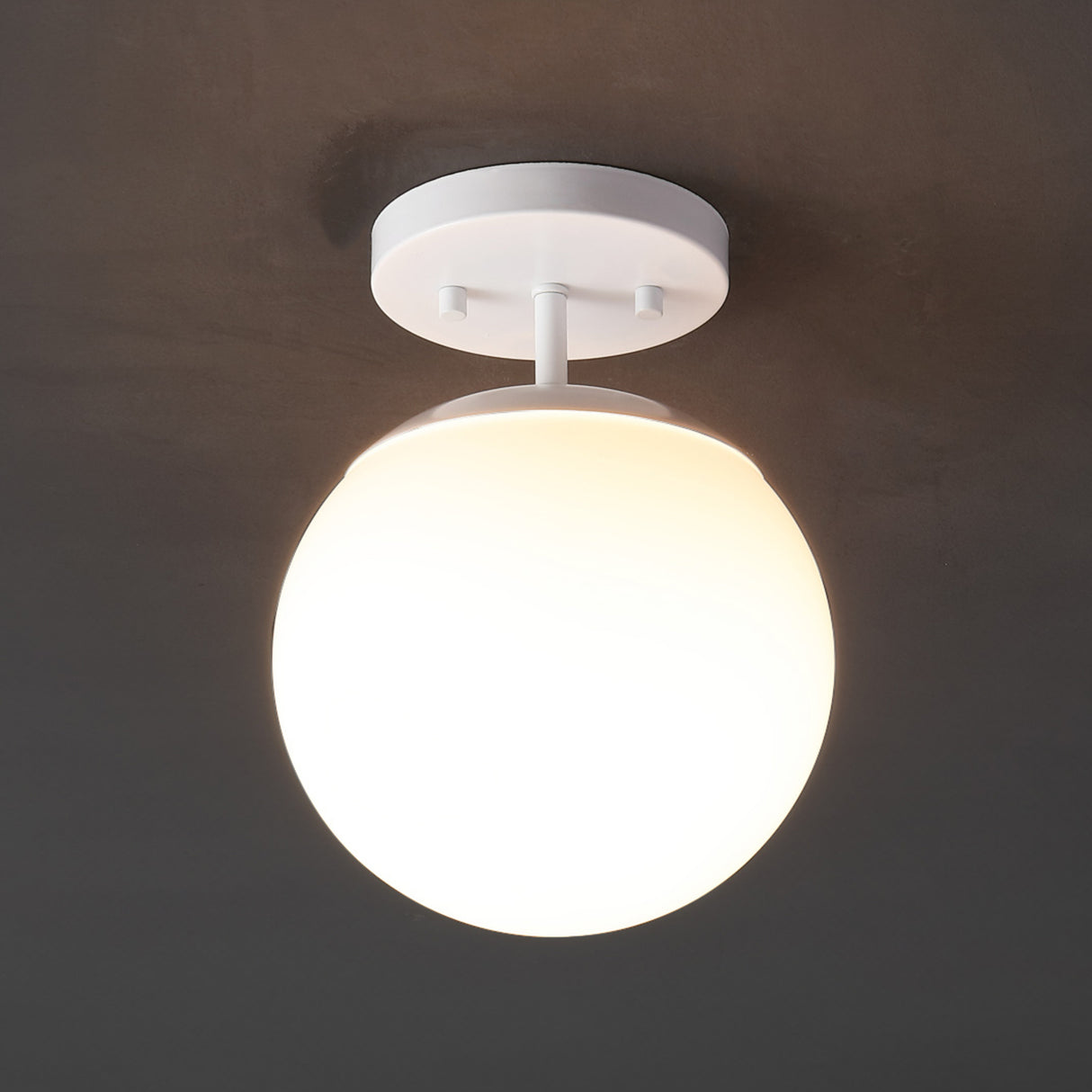 Marcel 1-light bohemian farmhouse iron/frosted glass led semi flush mount