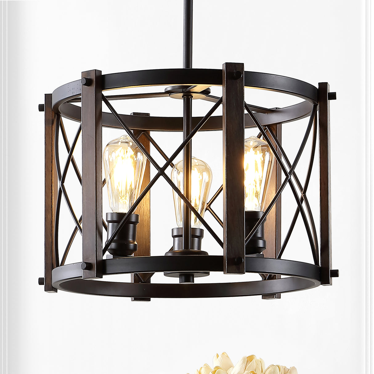 Ferme 3-Light Adjustable Iron Rustic Farmhouse LED Pendant