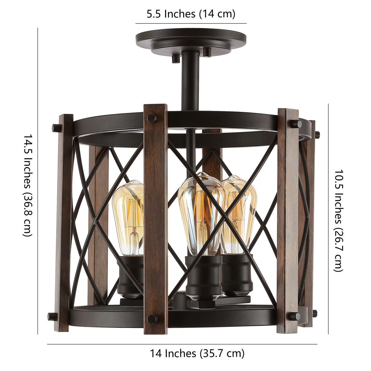 Ferme 3-Light Iron Rustic Farmhouse LED Flush Mount