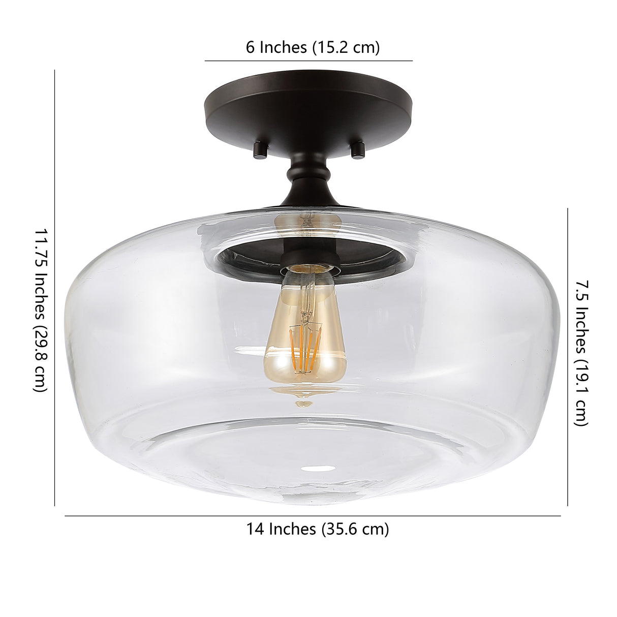 Marfa Glass/Iron Farmhouse Modern LED Flush Mount