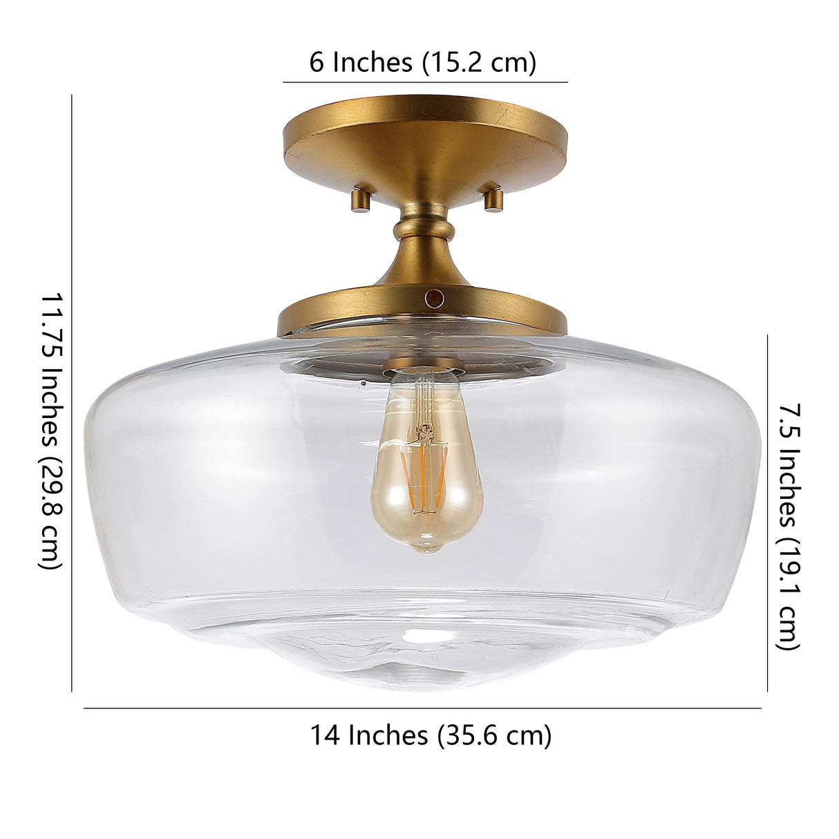 Marfa Glass/Iron Farmhouse Modern LED Flush Mount