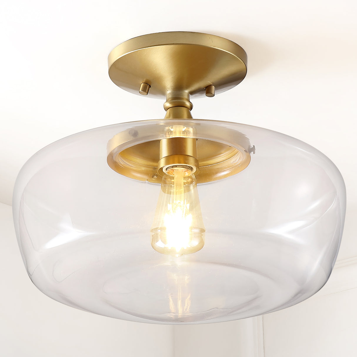 Marfa Glass/Iron Farmhouse Modern LED Flush Mount