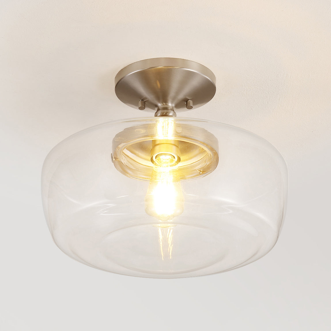 Marfa Glass/Iron Farmhouse Modern LED Flush Mount