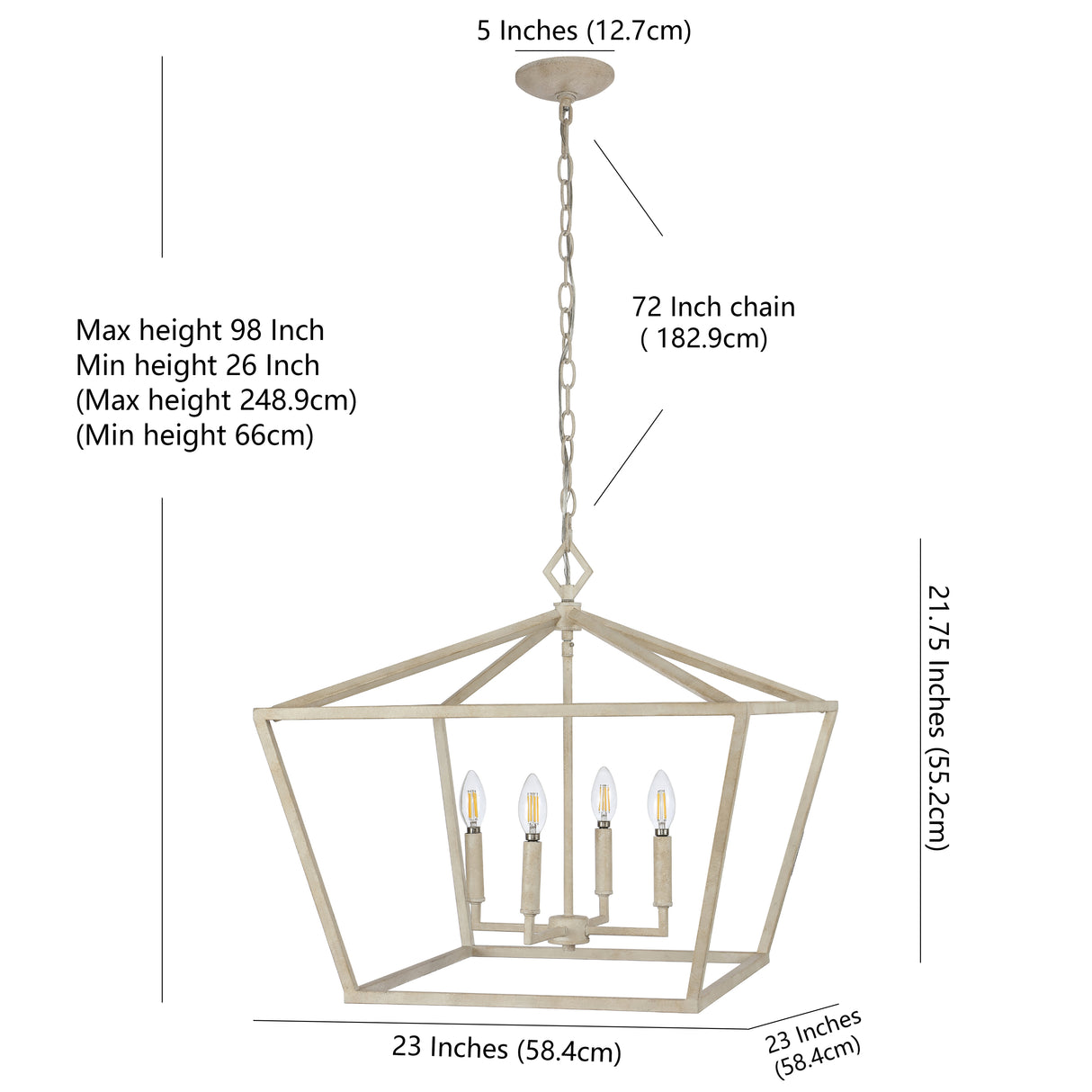 Gatsby 4-Light Adjustable Iron Rustic Glam LED Pendant